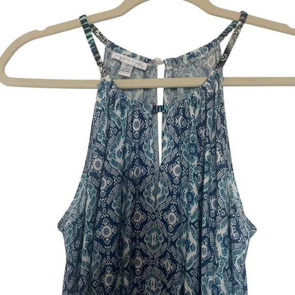 London Times Blue Black Sleeveless Long Maxi Dress Women’s Size 12 Large Summer - Picture 2 of 7